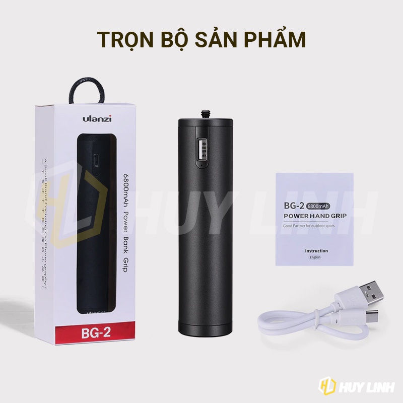 Tay cầm kiêm sạc dự phòng Ulanzi BG-2 6800mAh - Dùng cho Gopro, OSMO, Smarphone, Action Camera