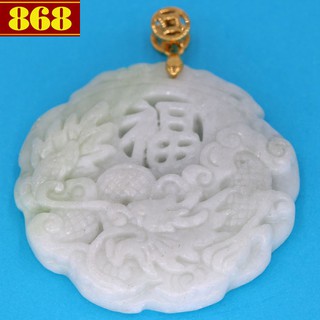 Mặt dây chuyền tượng rồng chữ Phúc 4.8 cm trắng