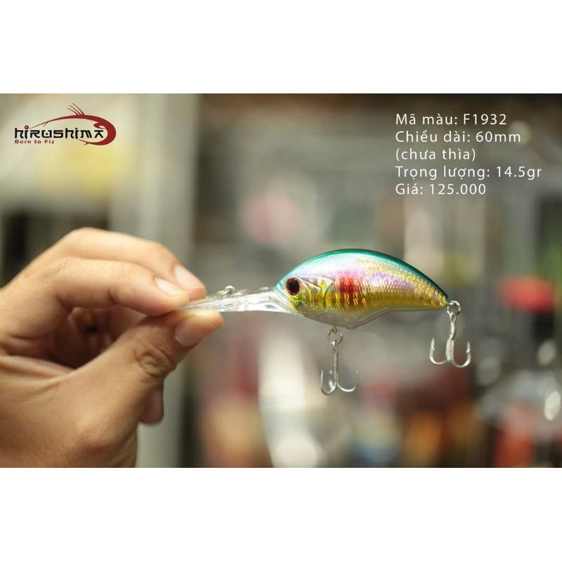 Mồi lure Hirushima Crankbait HT60D chuyên câu kè, ghềnh , biển Hita Lure