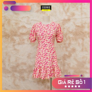 Váy đầm hoa nhí đuôi cá tay ngắn Freesize dưới 58 kg EveCloset