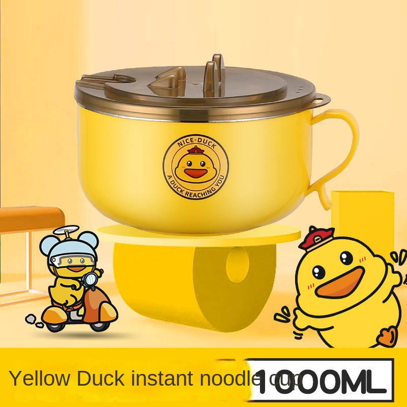 Bát Ăn Mì Bằng Thép Không Gỉ 304 Hình Vịt Vàng