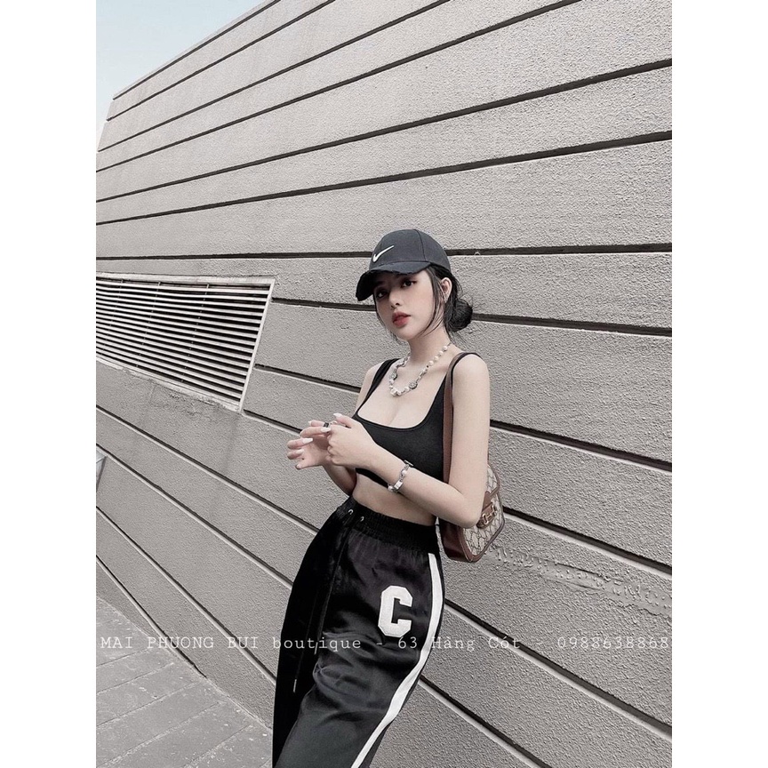 [HCM] Set thể thao chữ C, set 2 dây nữ chất cotton dù bao giặt sấy 2 màu đủ size S M L SKUS-08