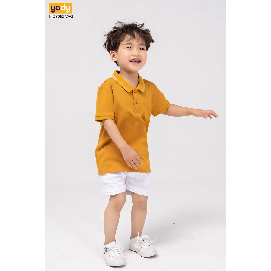 Áo polo trẻ em YODY chất liệu Pique mắt chim thoáng mát êm dịu an toàn cho bé trai bé gái APK5177