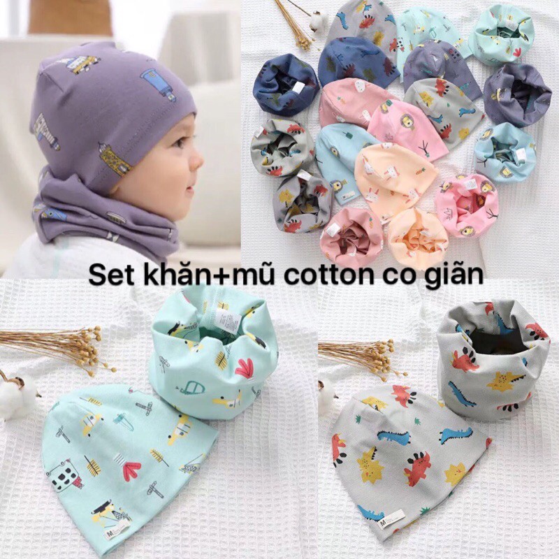 Minchun123: Set khăn và mũ mềm COTTON mịn, CO GIÃN cho bé