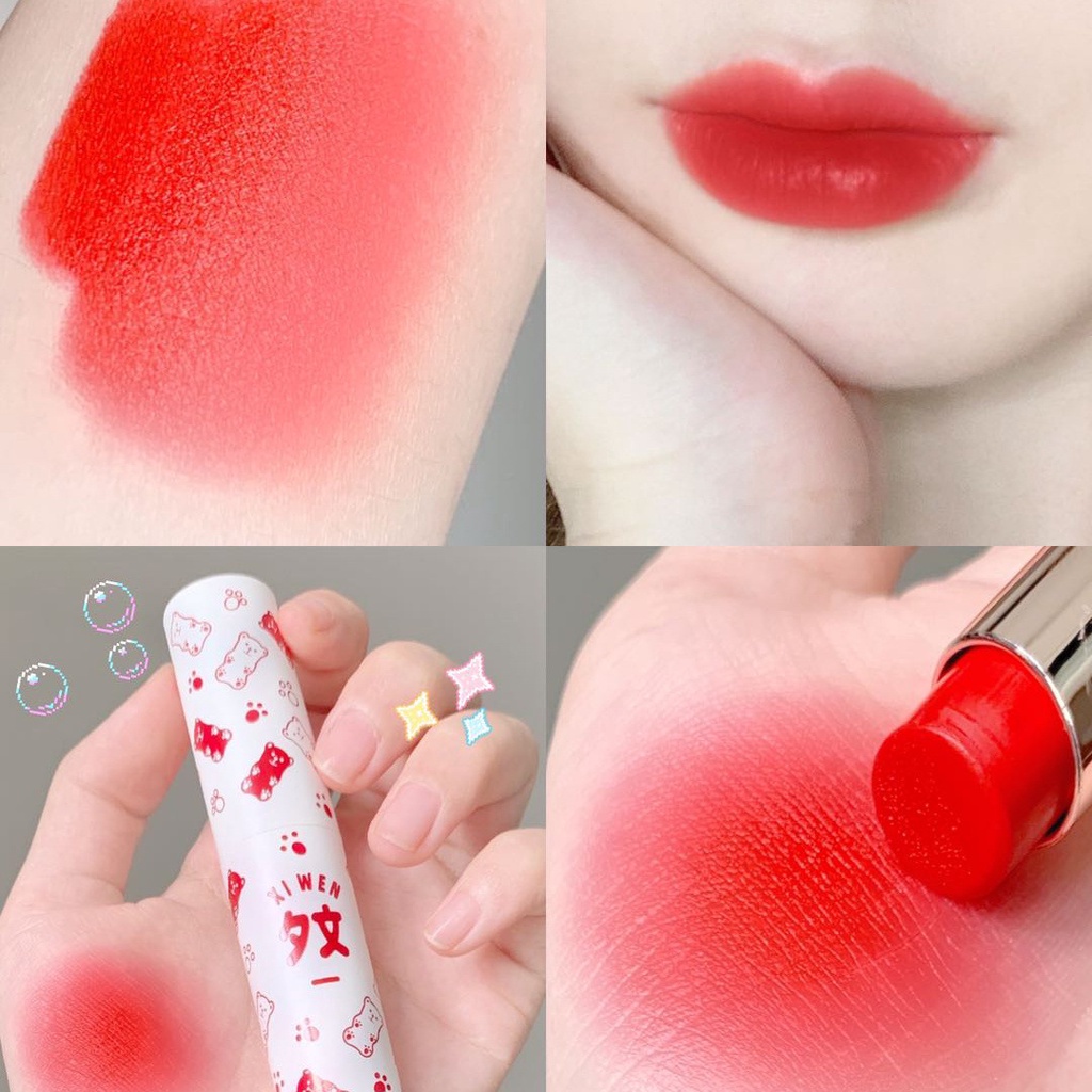 Son Môi Xiwen Chống Thấm Nước Chất Nhung Lì Thiết Kế Hình Gấu Dễ Thương