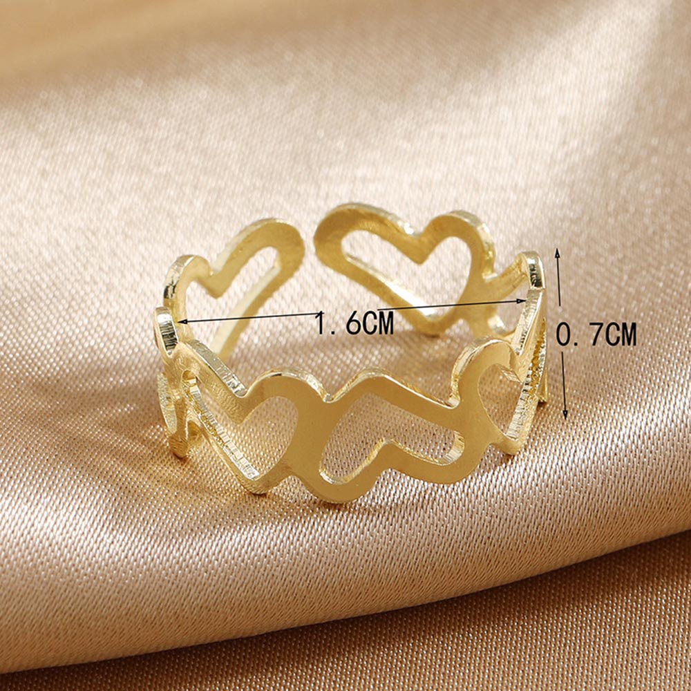 Nhẫn Hở Mạ Bạc/Vàng Hình Trái Tim Rỗng Đơn Giản Có Thể Điều Chỉnh Cho Nữ