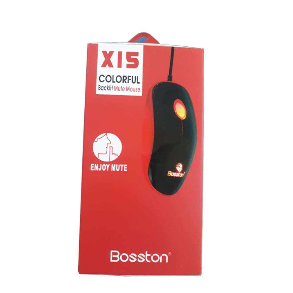 Chuột có dây Bosston X15 màu ngẩu nhiên nhấn không tiếng động 12000DPI-Hãng phân phối