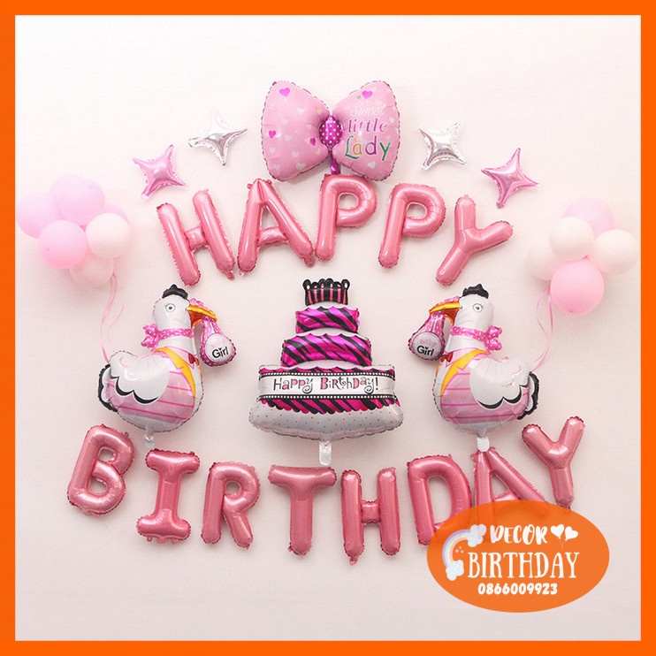 Set Trang Trí Sinh Nhật TUỔI GÀ Cho Bé Trai, Bé Gái, Bóng Y Hình Tặng Kèm Đồ Bơm Băng Dính