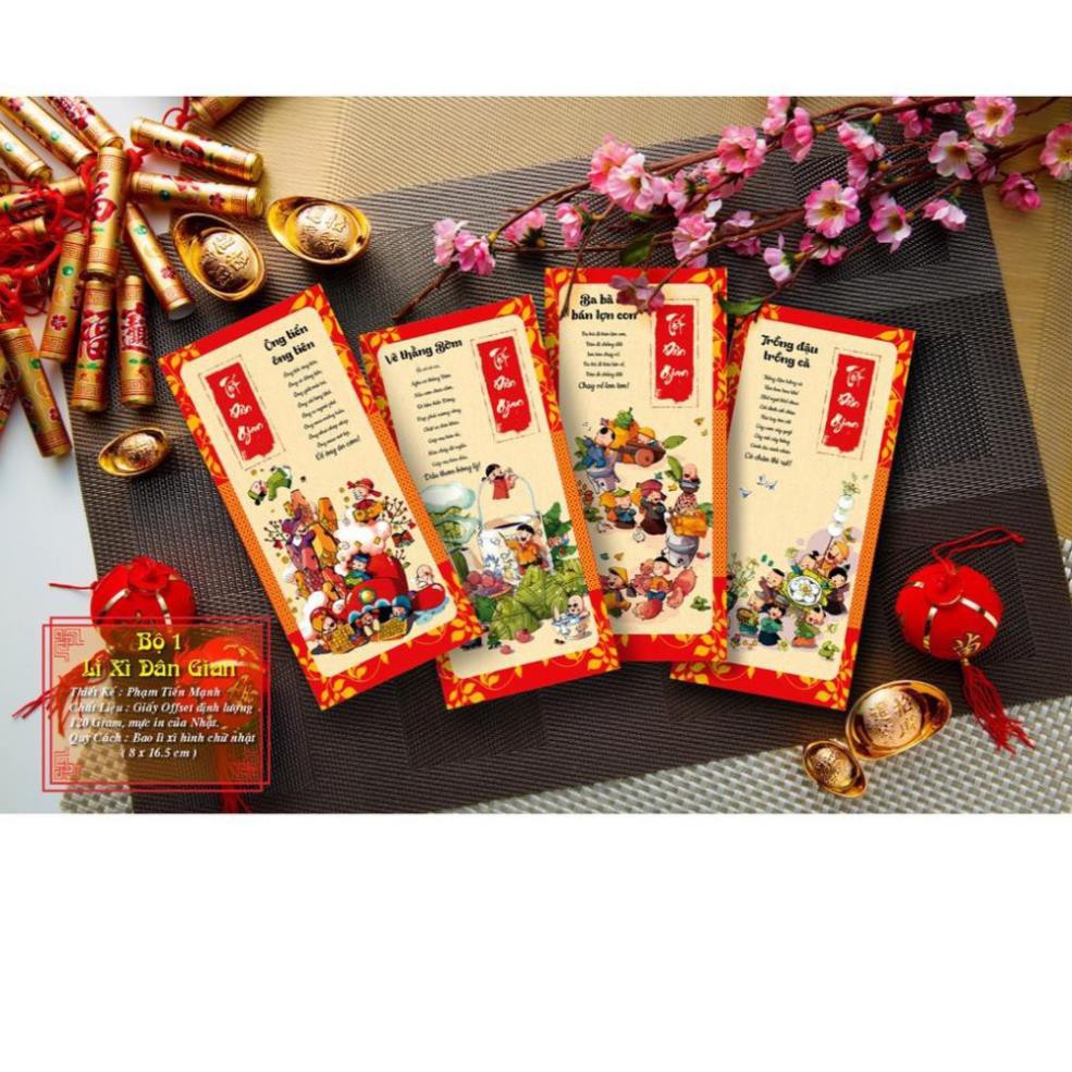 Bộ 100 Lì Xì Tết Dân Gian HOT HIT ( Chia Đều Các Mẫu )
