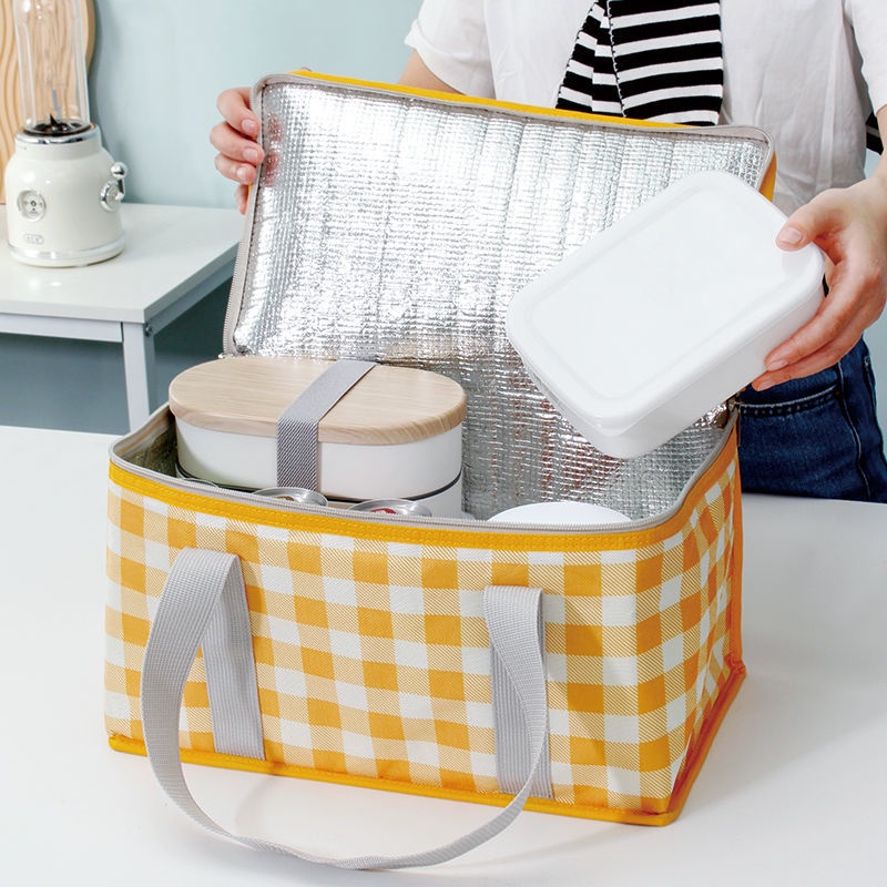 Túi Đựng Hộp Cơm Trưa Giữ Nhiệt Lót Lá Nhôm Dày Dặn Kích Thước Lớn Tiện Dụng Mang Theo Du Lịch Dã Ngoại