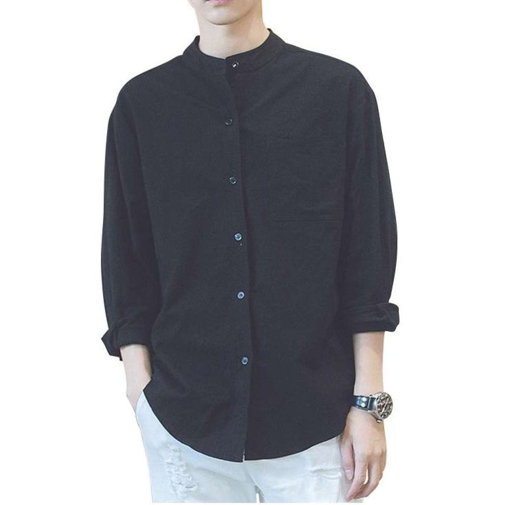 Áo sơ mi nam cổ tàu bền đẹp màu trắng Cam Kết Giống Hình (Cam kết giống hình) | BigBuy360 - bigbuy360.vn