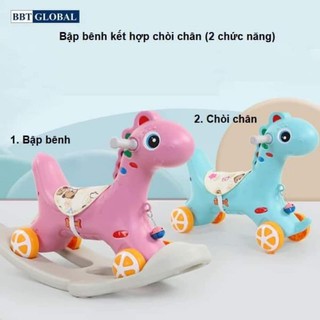 ĐỒ CHƠI NGỰA BẬP BÊNH LẬT ĐẬT CÓ PHÁT NHẠC 2IN1 CHO BÉ 🦄