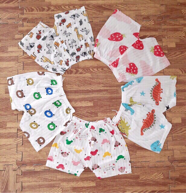 Quần chục đùi cotton giấy cho bé