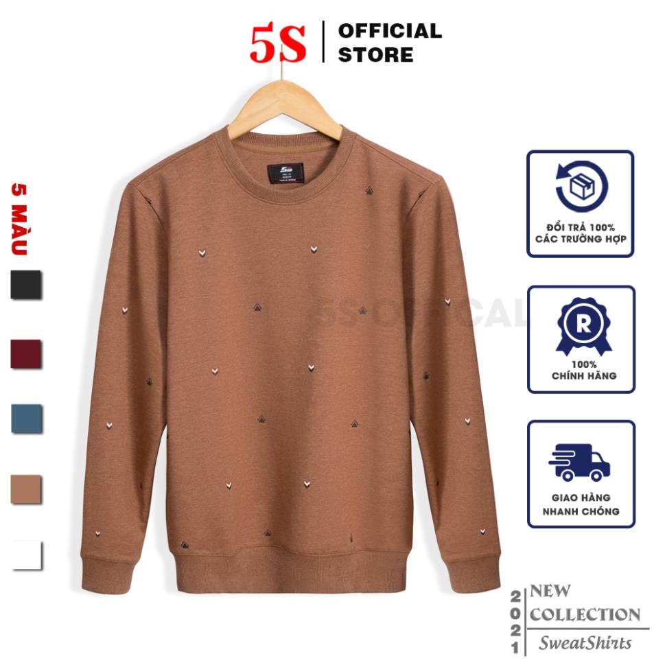 Áo Nỉ Nam 5S Cổ Tròn In Hình (5 màu) Chất Nỉ Cotton Cao Cấp Mềm Mại, Không Bai Xù, Bền Màu, Co Giãn Tốt (ANI21007) !