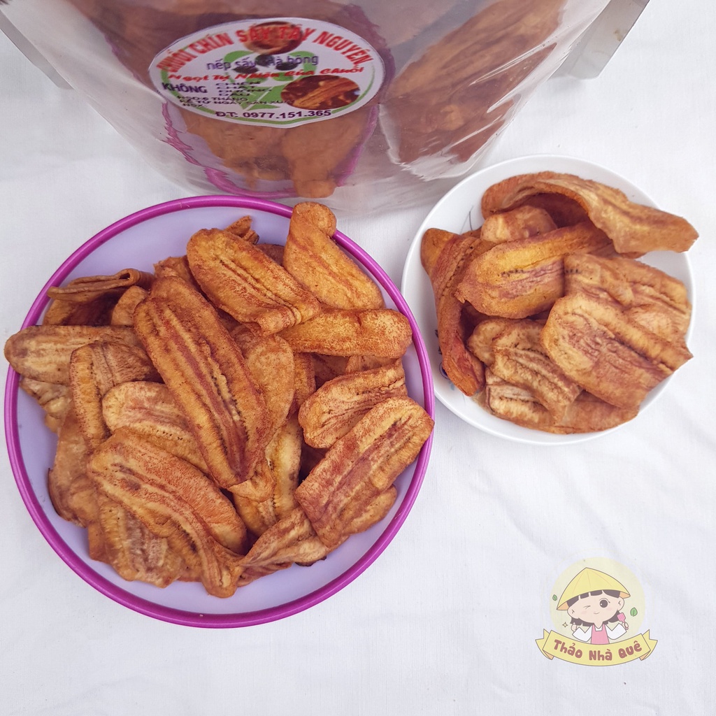 Chuối sấy giòn không đường loại 1 ngọt tự nhiên trái cây sấy khô không chất bảo quản 500g - Đồ ăn vặt ngon healthy