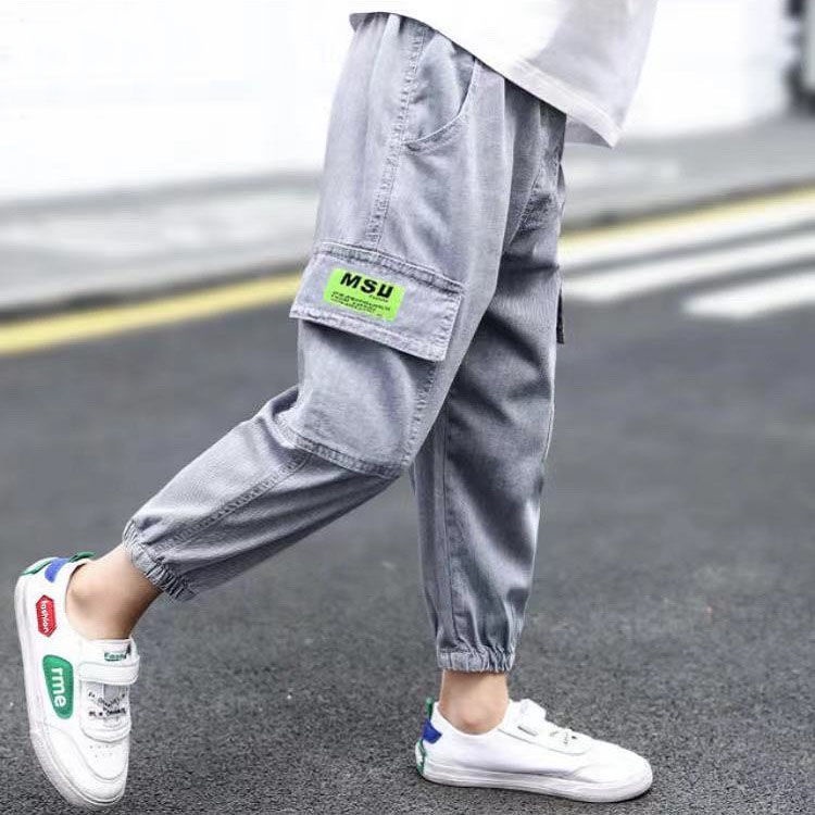 Quần Jean Dài Vải Lụa Lạnh Mỏng Cỡ Vừa Thời Trang Mùa Hè Cho Bé Trai