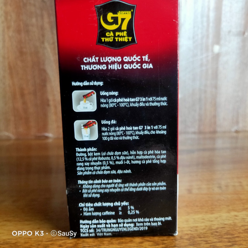 Cà Phê Sữa Hòa Tan G7 3in1 Trung Nguyên 18 gói x 16g