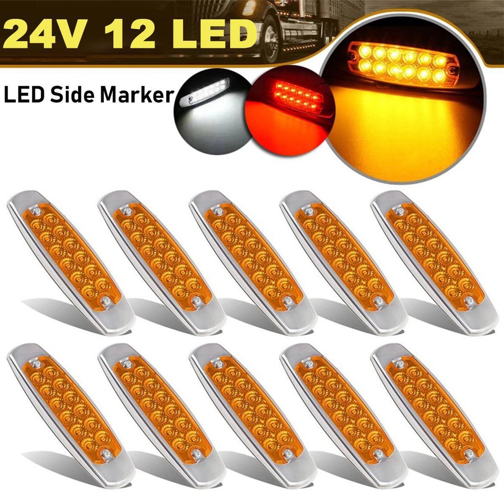 Đèn Tín Hiệu Bên Hông Xe Hơi / Tàu Thuyền 12 Bóng LED 24V Màu Trắng