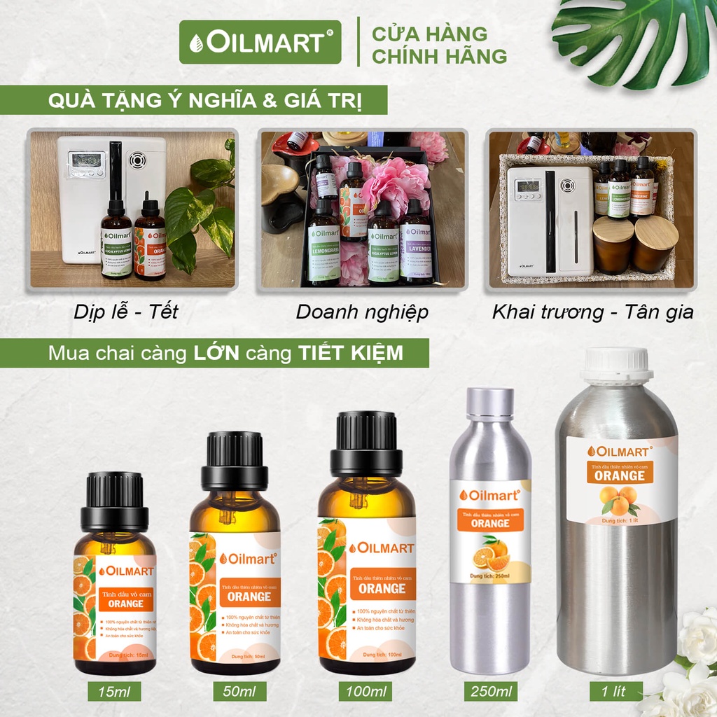 Tinh Dầu Xông Thơm Phòng, Khử Mùi, Đuổi Muỗi Oilmart - Thông, Sả Chanh, Quế, Bạch Đàn Chanh, Cam, Oải Hương 15ml