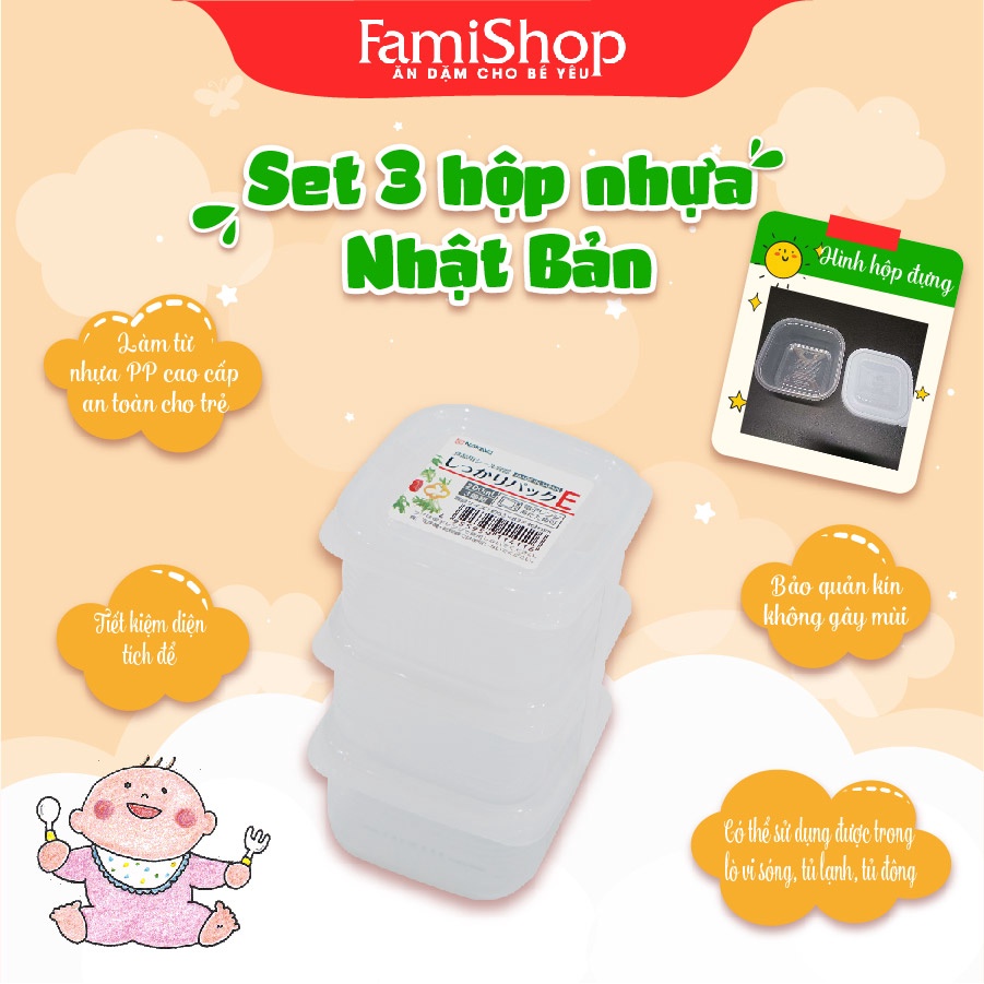 FamiShop Set 3 hộp nhựa 200ml Nakaya Nhật