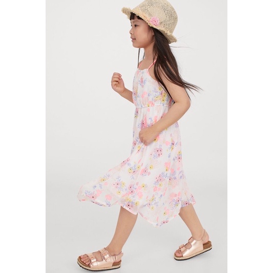 Đầm voan maxi hoa hồng nhí HM bé gái xuất xịn