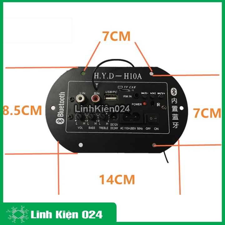 Mạch loa siêu trầm 220VAC 12V-24VDC/Bluetooth/Loa 6-10 inch 120W H10A