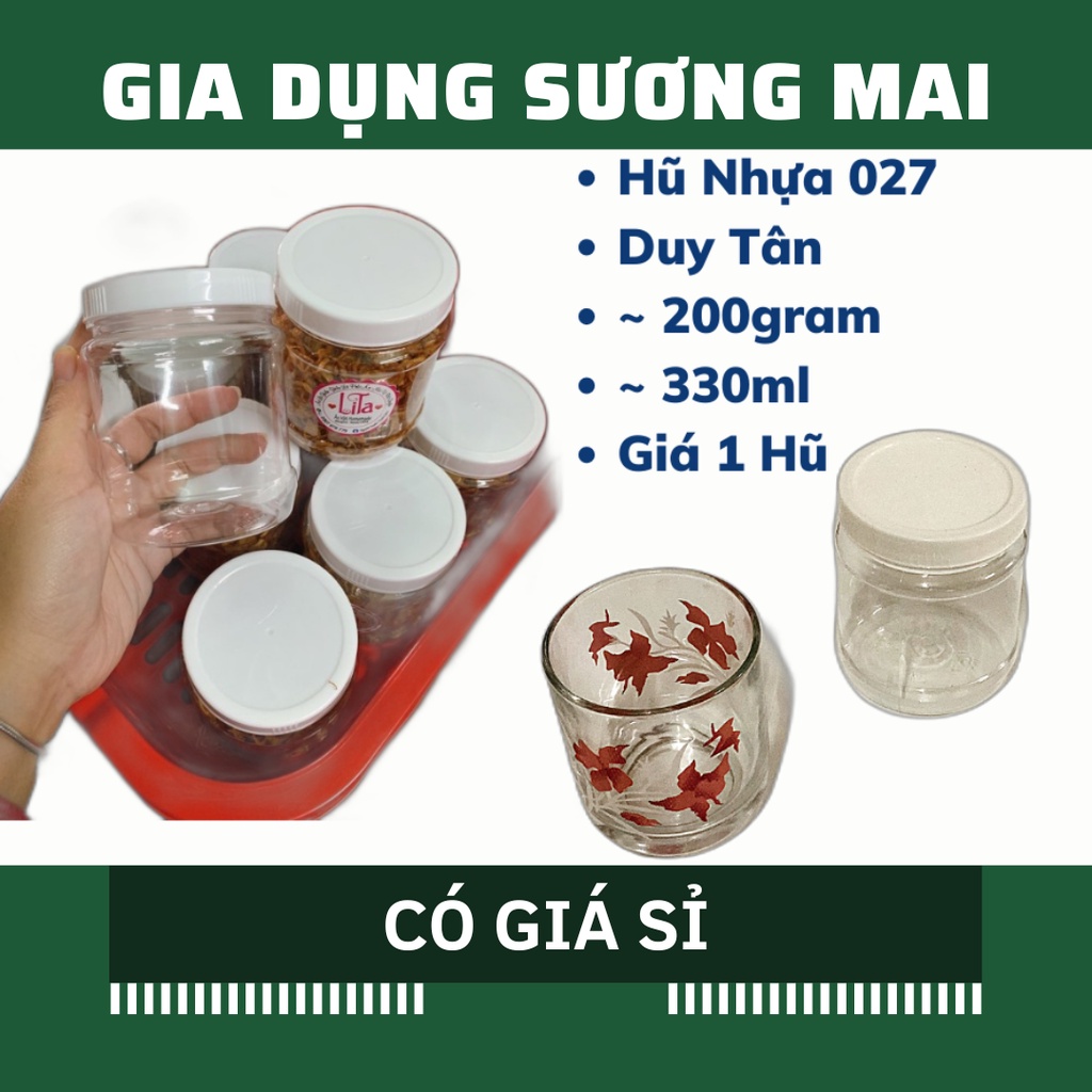 [Giá Sỉ] Hũ Nhựa Tròn Duy Tân 027 200gram, 330ml Đựng Thực Phẩm, Gia Vị