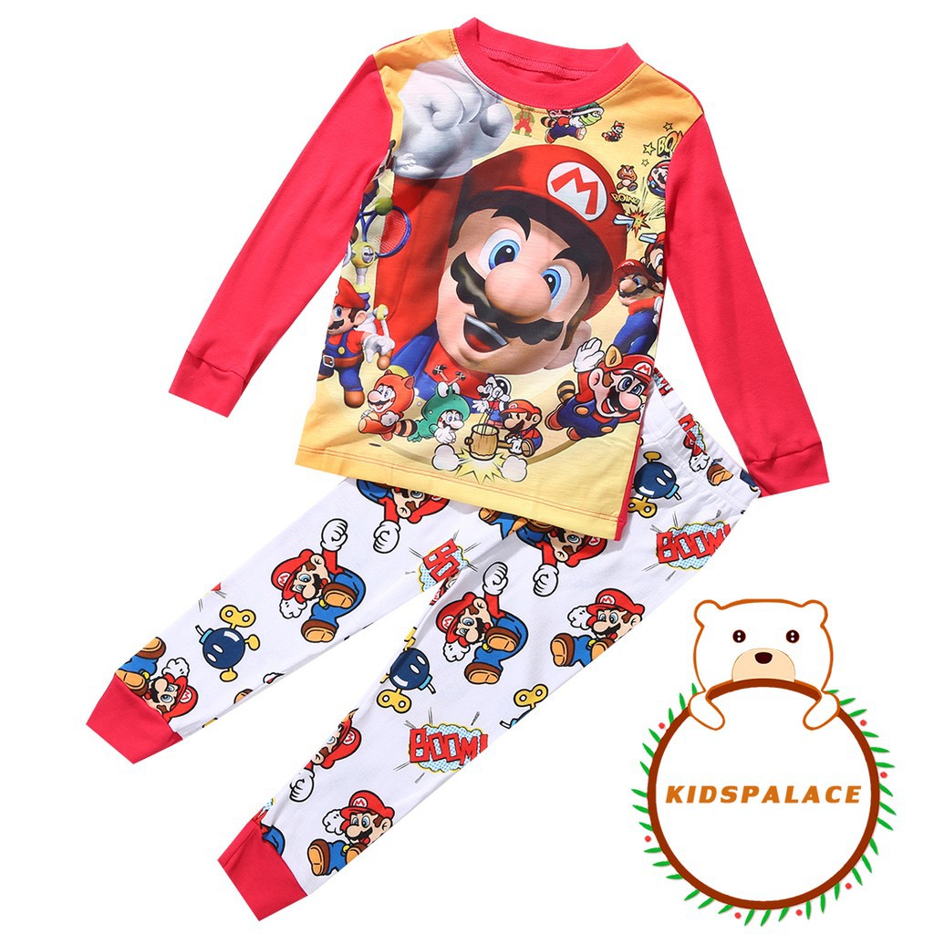 Set đồ ngủ áo+quần dài họa tiết nhân vật Mario xinh xắn