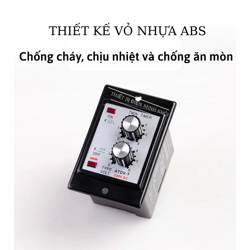 Công Tắc Thời Gian Timer Đôi Anly ATDV-Y kèm đế,timer đôi có tai, đồng hồ hẹn giờ cơ, relay thời gian luân phiên, rơ le