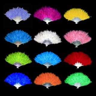 Quạt xếp cầm tay lông vũ màu trơn đẹp mắt