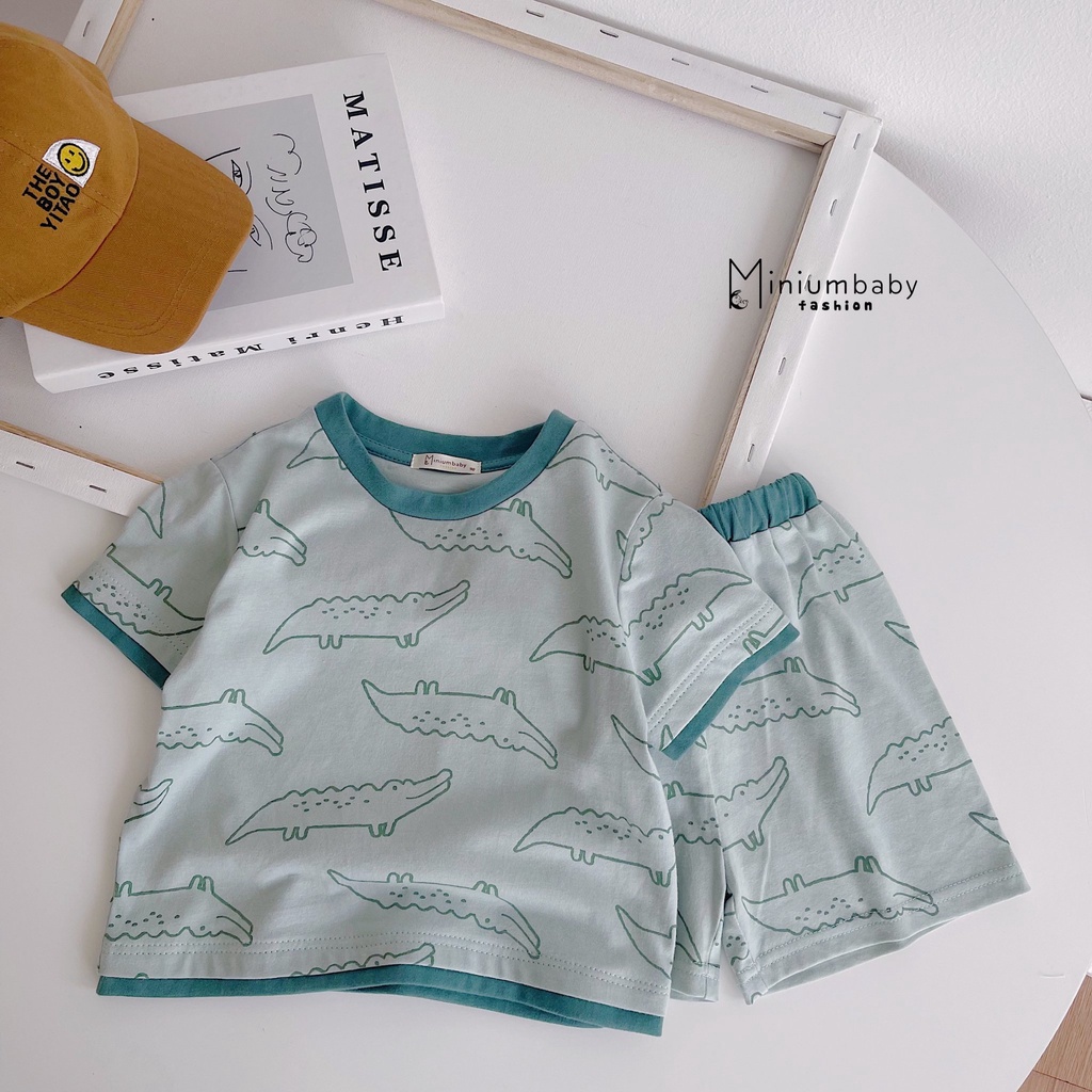 [MINIUMBABY] Đồ Bộ Cộc Tay Kẻ Nắp Túi Cho Bé Trai Hàng thiết kế cao cấp