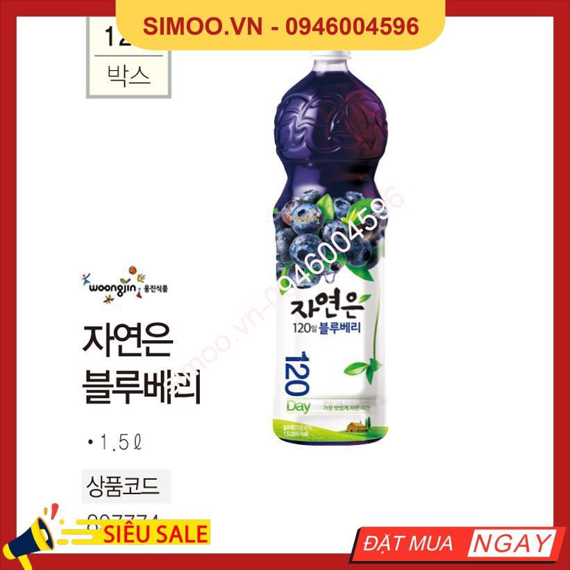 💥 ⚡ SẢN PHẨM CHÍNH HÃNG Nước Giải Khát WoongJin Việt Quất Chai 1.5 L - Nhập Khẩu Hàn Quốc