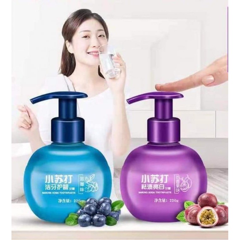 Kem đánh trắng răng - tẩy vết ố vàng , mảng bám ,vôi răng baking soda vị hoa quả 220ml
