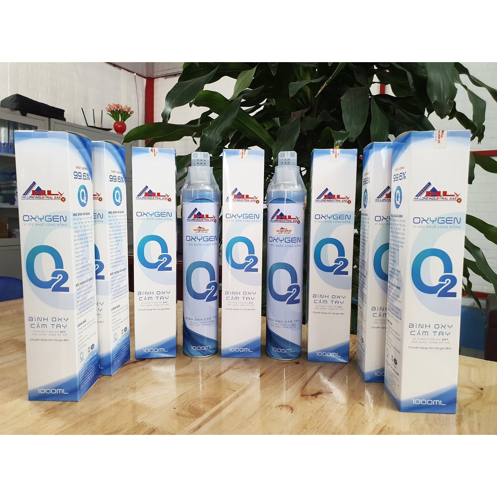 Bình Oxy Cầm Tay 1000ML(Chất Lượng Oxygen≥ 99,65%). Cung cấp Oxy tinh khiết an toàn sử dụng.Chuẩn ISO13485:2016