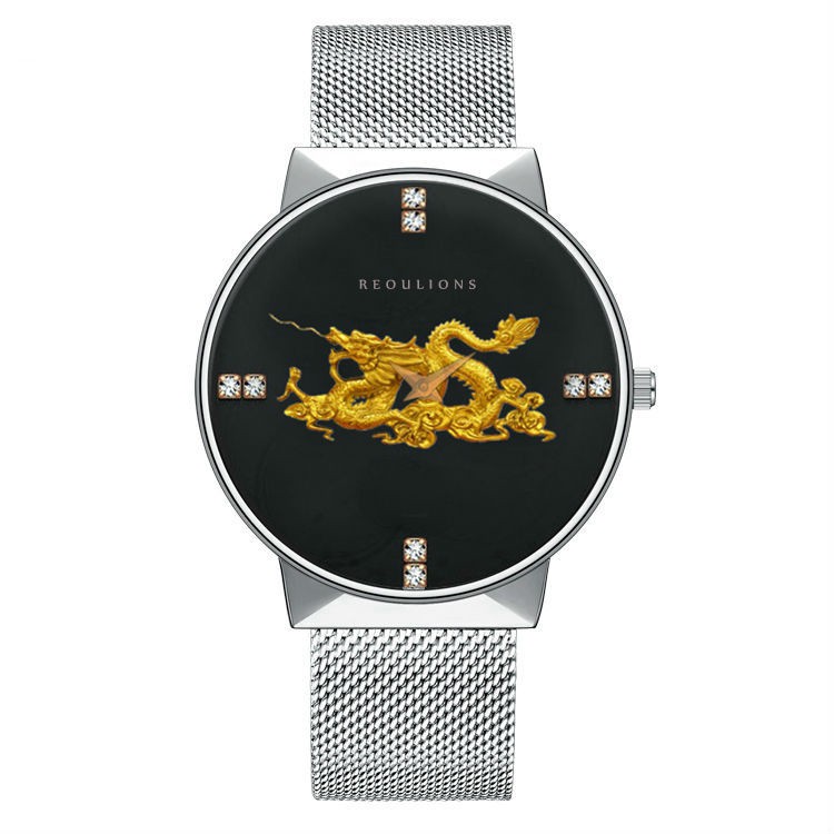 (FULL BOX) Đồng Hồ Nam Mặt Rồng REOULIONS Dây Thép mành Phiên Bản Doanh Nhân + Hộp và pin cao cấp | BigBuy360 - bigbuy360.vn
