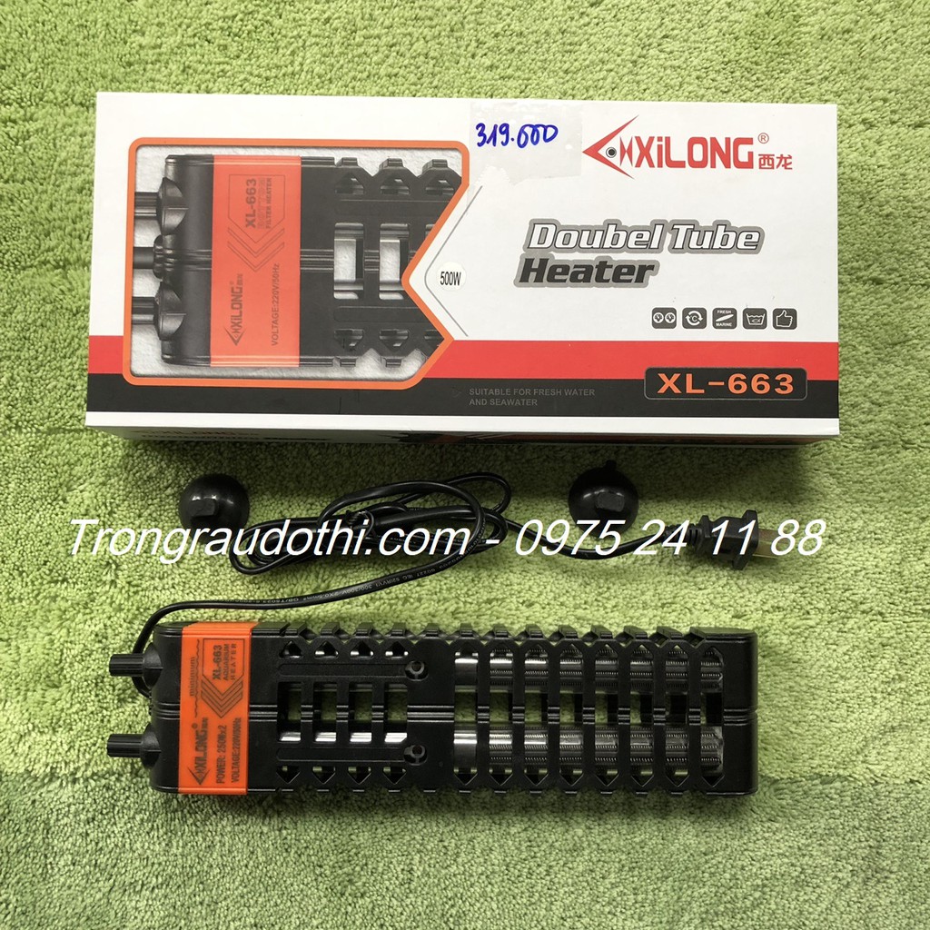 Sưởi hồ cá cao cấp Xilong 500W - 1000W XL-663, có chống bỏng, hàng sịn