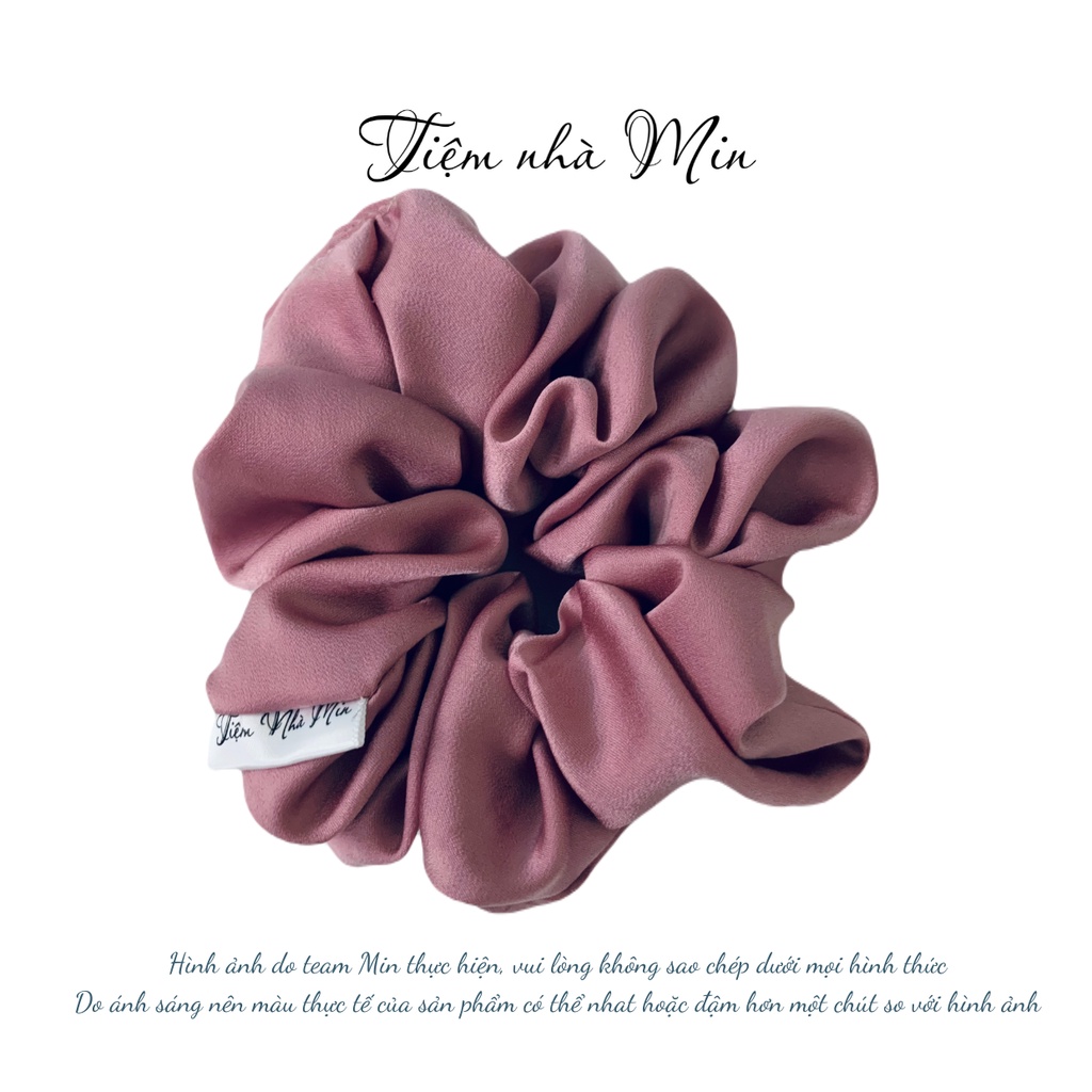 SCRUNCHIES LỤA Hồng Vỏ đỗ cột tóc Tiệm nhà Min phong cách Hàn Quốc mềm mại bồng bềnh - MIN.0015