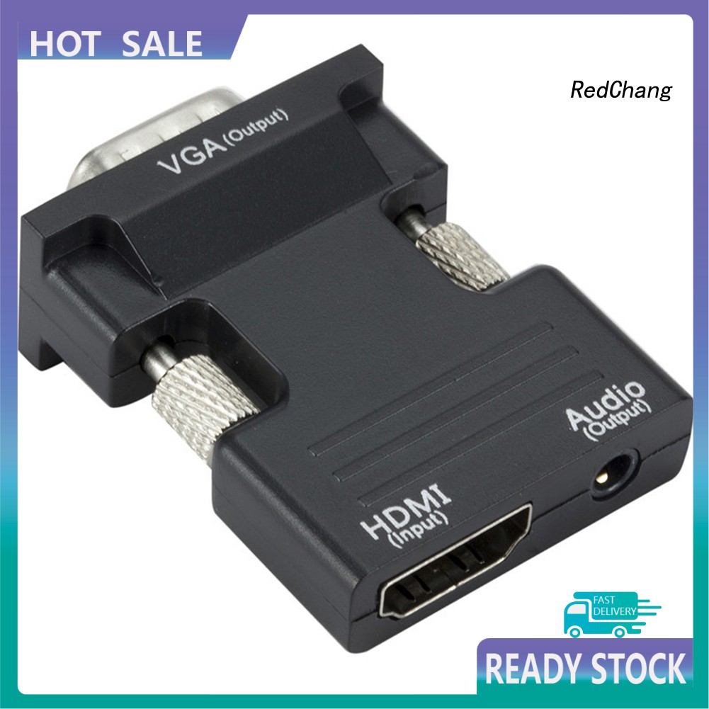 -SPQ- 3.5mm Portable 1080P HDIM to VGA Adapter Converter with Audio Output Cable Wire
