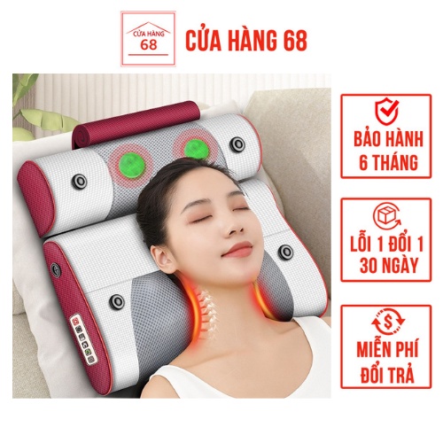 Gối massage chườm nóng cổ vai gáy, eo, thắt lưng giúp giảm đau hiệu quả, xoa bóp giải tỏa căng thẳng TR542
