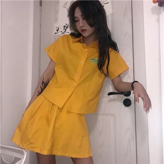 Set váy nữ màu vàng siêu cute