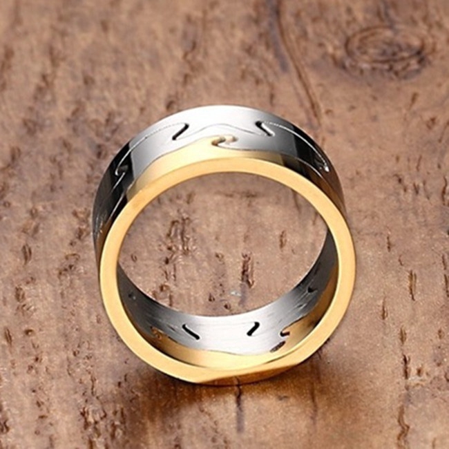 Nhẫn đeo tay thép không gỉ màu vàng bạc thời trang