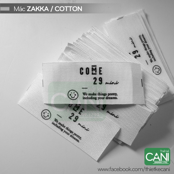 100 cái Mác quần áo In theo yêu cầu Nhãn cotton  - Mác vải cotton zakka
