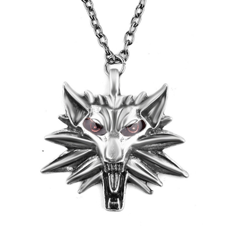 Kalung Rantai Bandul Serigala Merah Bahan Stainless Steel 316L untuk Wanita