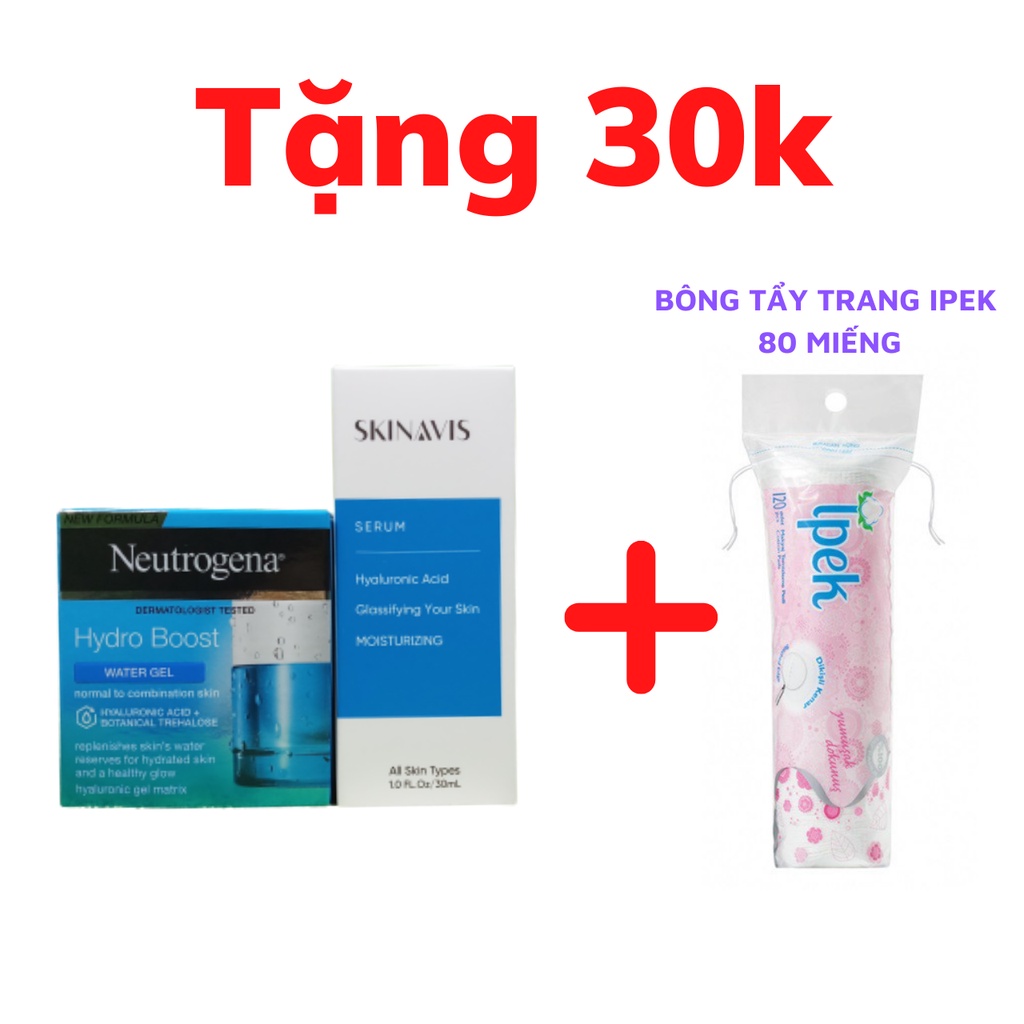 Combo serum ha Skinavis + dưỡng ẩm Neutrogena water gel 50ml cho da căng mọng mịn màng