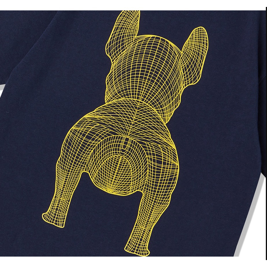 Áo thun LIFEWORK Big Logo hình chó tay lỡ Unisex màu Navy Yellow LinhLyxAuth