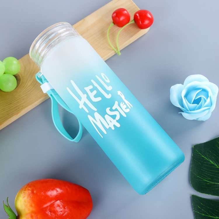 Hàng Hot Chai nước thủy tinh đầy màu sắc Gradient Di động Cốc 400ml có nắp Hàng giao ngayVermont055