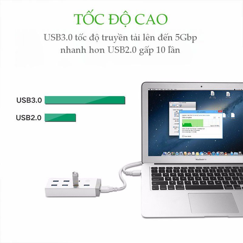 Hub đa năng 7 cổng USB 3.0 có nút bật tắt, kèm sạc điện thoại, máy tính bảng, hỗ trợ nguồn 12A/2V Ugreen 20296 CR116