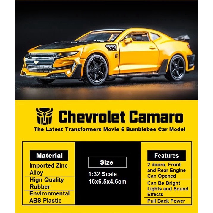 Mô hình xe hơi biến hình Bumblebee Chevrolet camaro tỉ lệ 1 : 32 dành cho bé