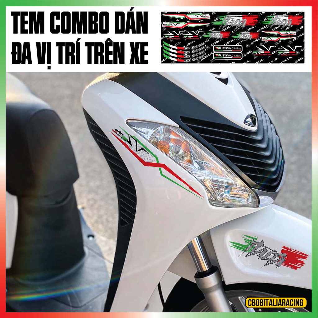 Tem Xe Italia Racing Dán Đa Vị Trí | CB08ITALIARACING | Chất Liệu PVC 5 Lớp Dán Cho Mọi Dòng Xe