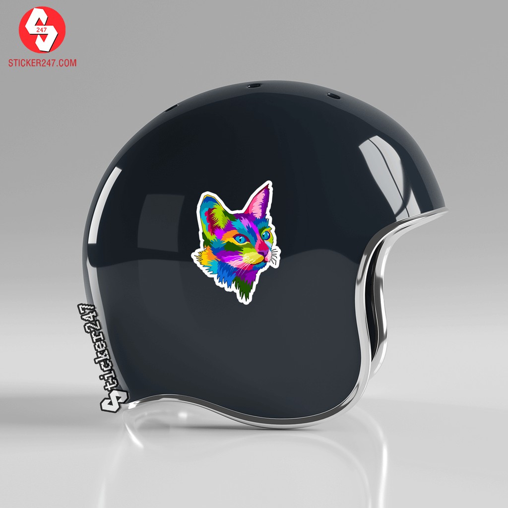 Sticker hình mèo độc lạ cool ngầu style pop art  𝑭𝒓𝒆𝒆𝒔𝒉𝒊𝒑 chống nước, sticker dán laptop, điện thoại, guitar - POP01